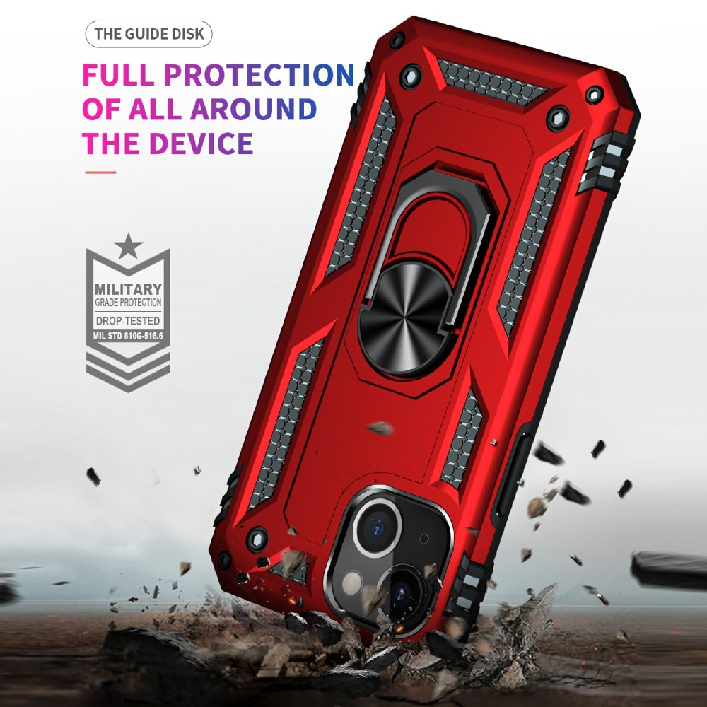  iPhone 13 Mini - Shockproof Hybrid Ring Skal - Röd