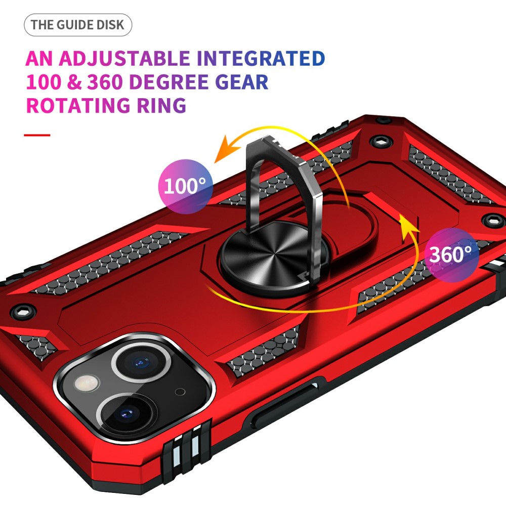  iPhone 13 Mini - Shockproof Hybrid Ring Skal - Röd