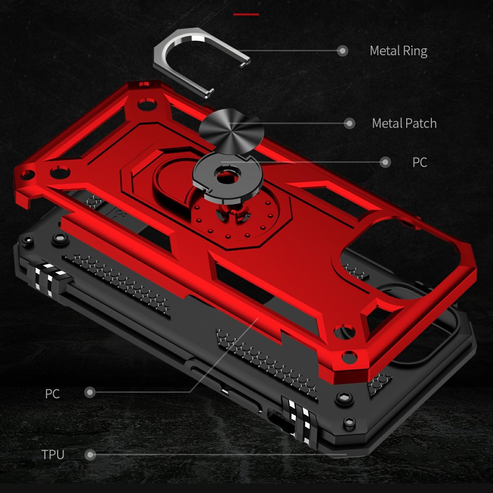  iPhone 13 Mini - Shockproof Hybrid Ring Skal - Röd