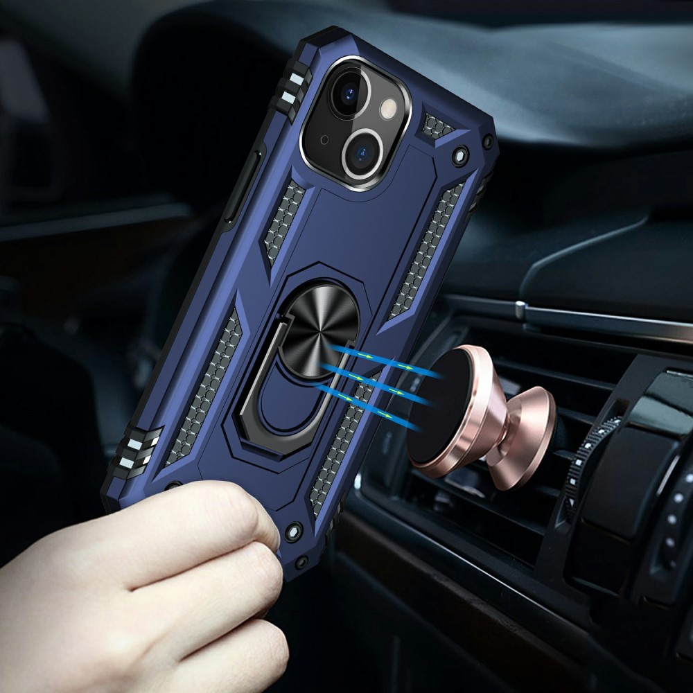  iPhone 13 Mini - Shockproof Hybrid Ring Skal - Blå
