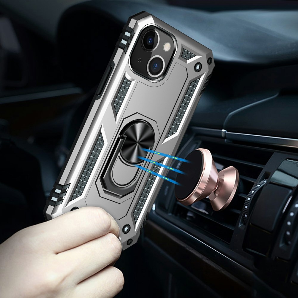  iPhone 13 Mini - Shockproof Hybrid Ring Skal - Silver