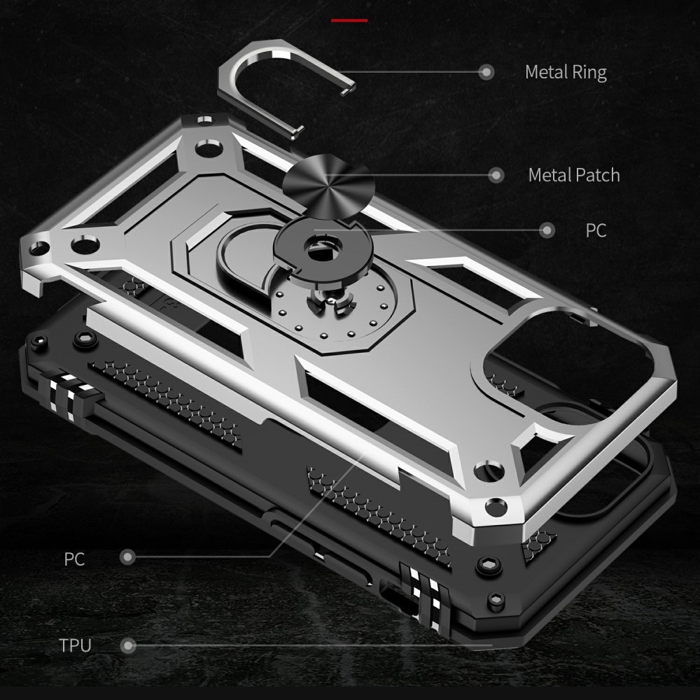  iPhone 13 Mini - Shockproof Hybrid Ring Skal - Silver