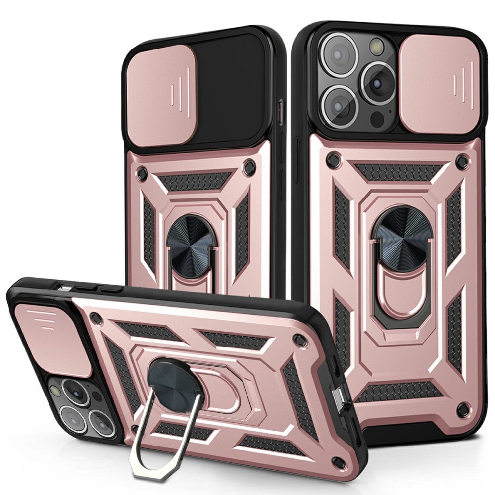  iPhone 13 Mini - CamShield Armor Hybrid Ring Skal - Roséguld