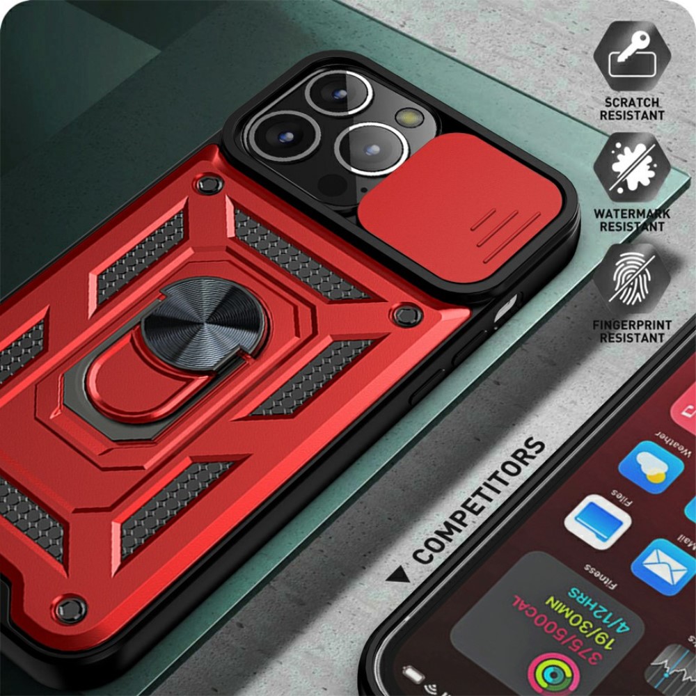  iPhone 13 Mini - CamShield Armor Hybrid Ring Skal - Silver