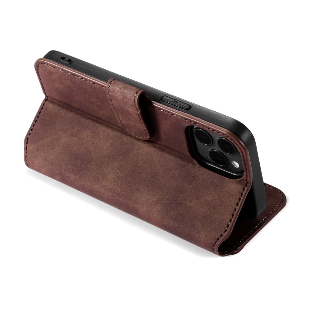 DG.MING iPhone 13 Mini - DG.MING Retro Läder Fodral - Brun