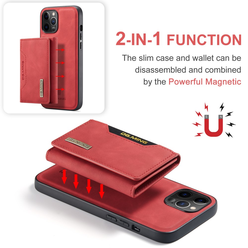 DG.MING iPhone 13 Mini - DG.MING 2in1 Skal Magnetisk Avtagbart Kortfack - Röd