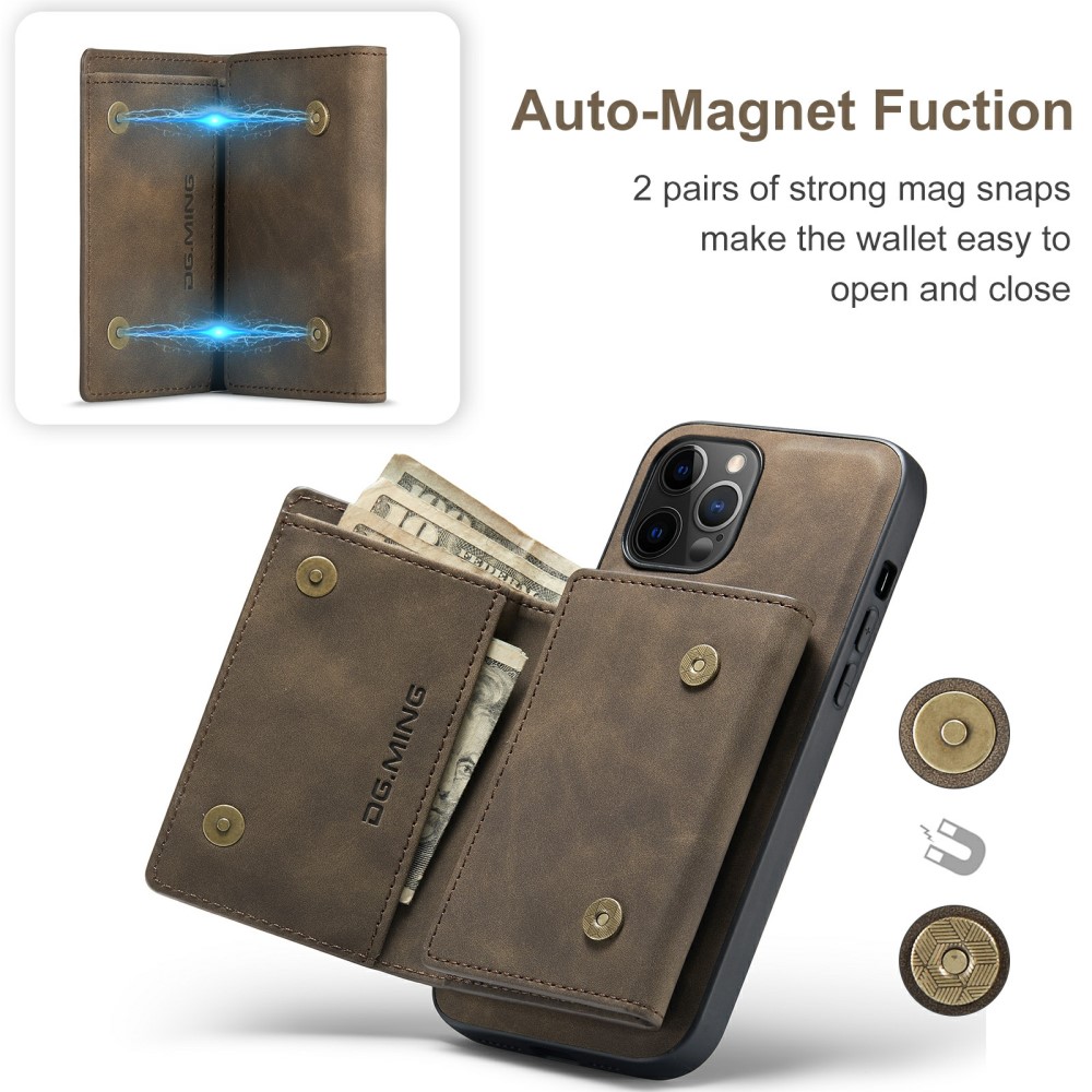DG.MING iPhone 13 Mini - DG.MING 2in1 Skal Magnetisk Avtagbart Kortfack - Brun