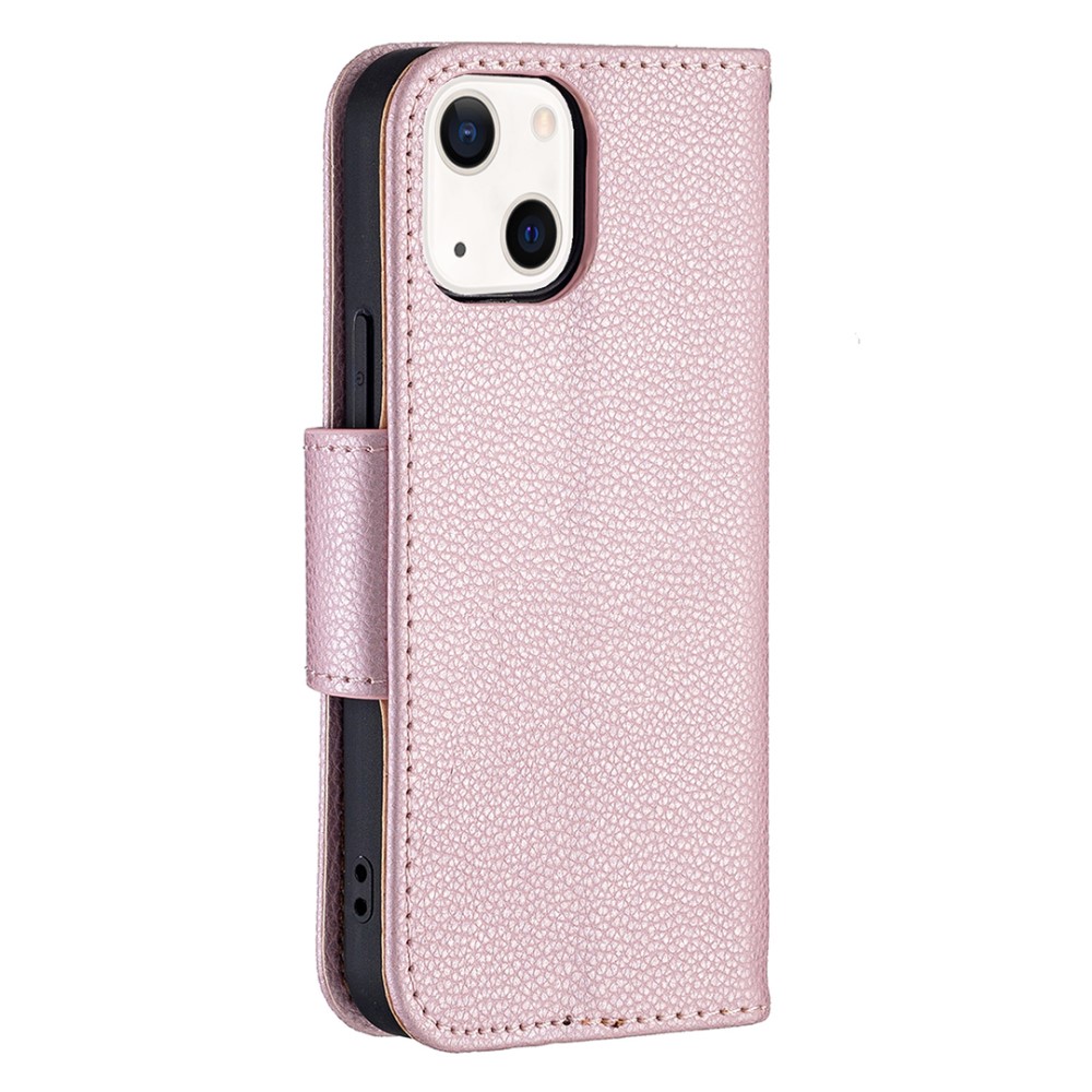  iPhone 13 Mini - Shark Litchi Läder Fodral - Roséguld