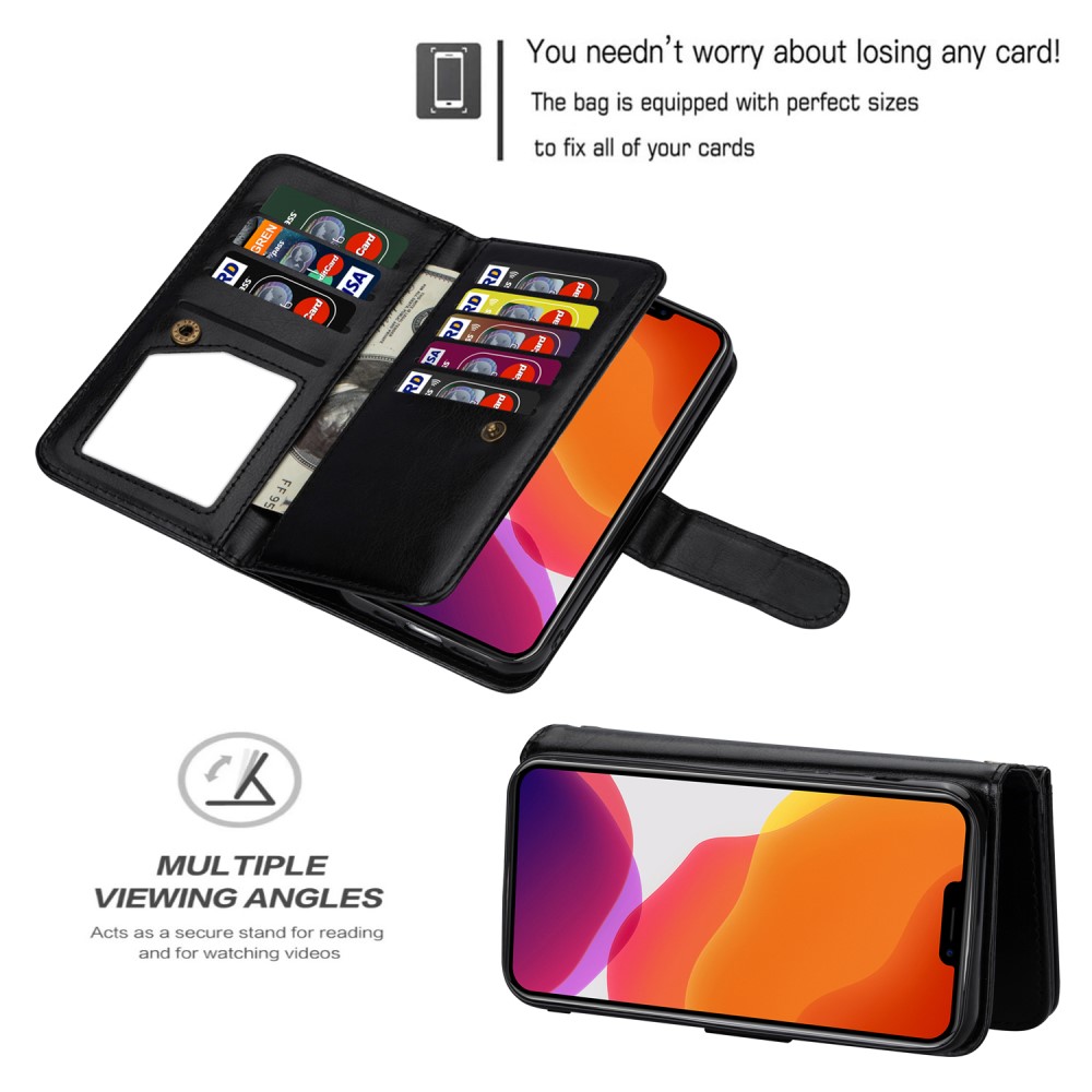  iPhone 13 Mini - 2in1 9-korts Magnet Fodral / Skal - Svart