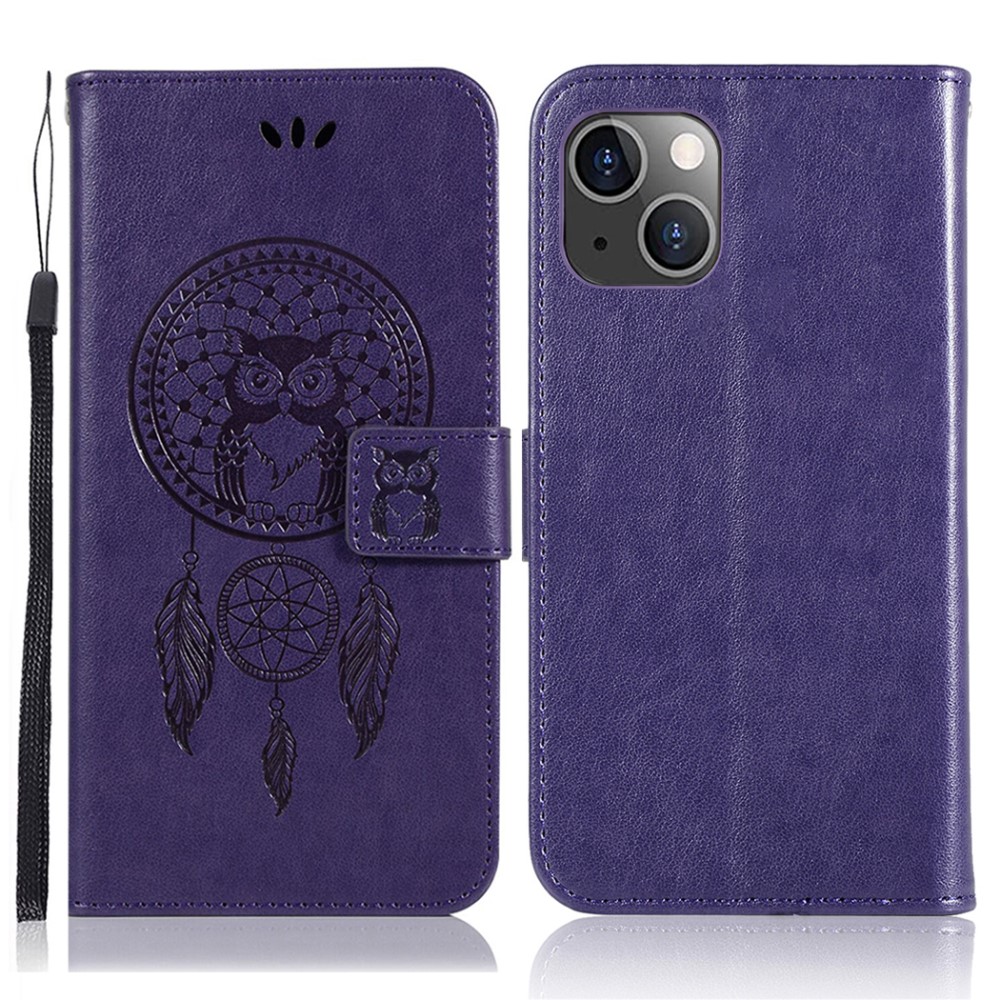  iPhone 13 Mini - Owl Dream Catcher Läder Fodral - Lila