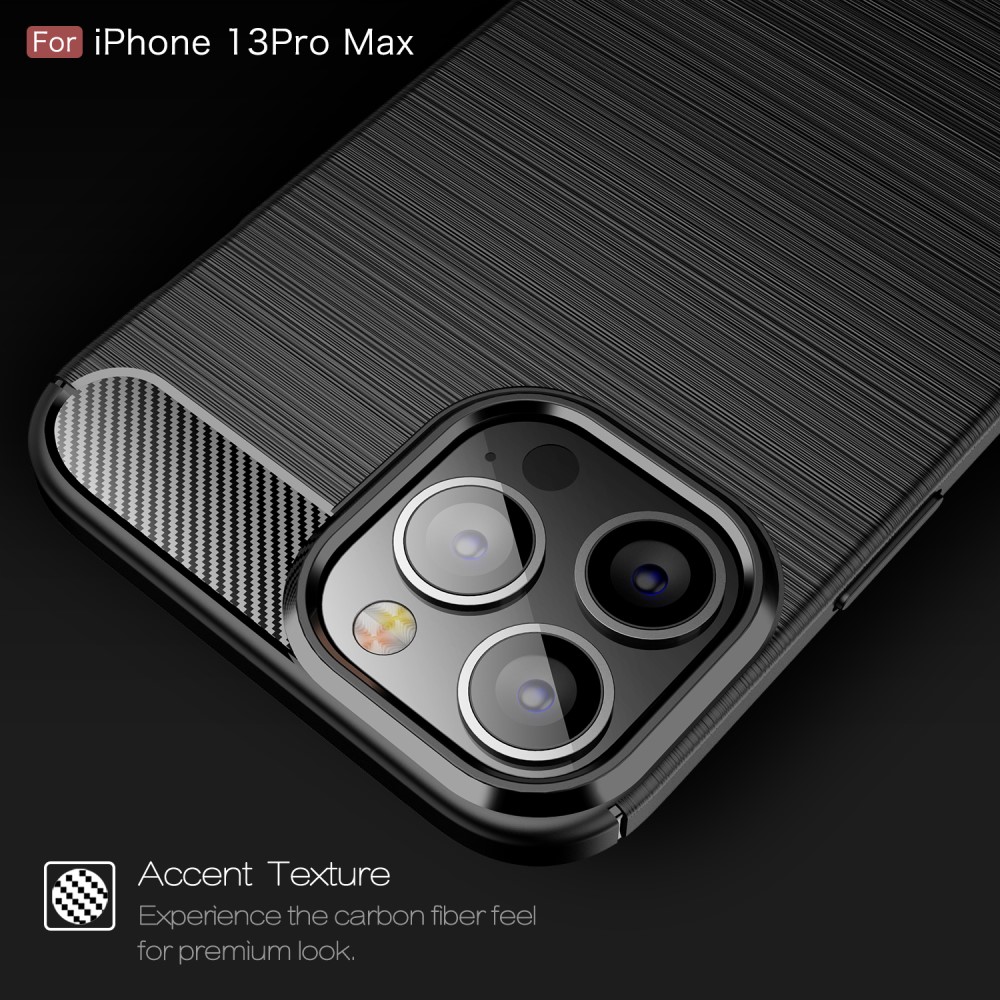  iPhone 13 Pro Max - Borstad Stål Textur Skal - Svart