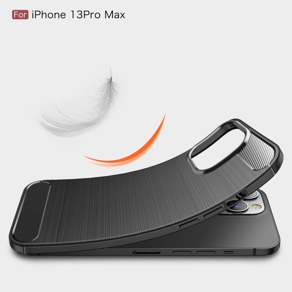  iPhone 13 Pro Max - Borstad Stål Textur Skal - Svart