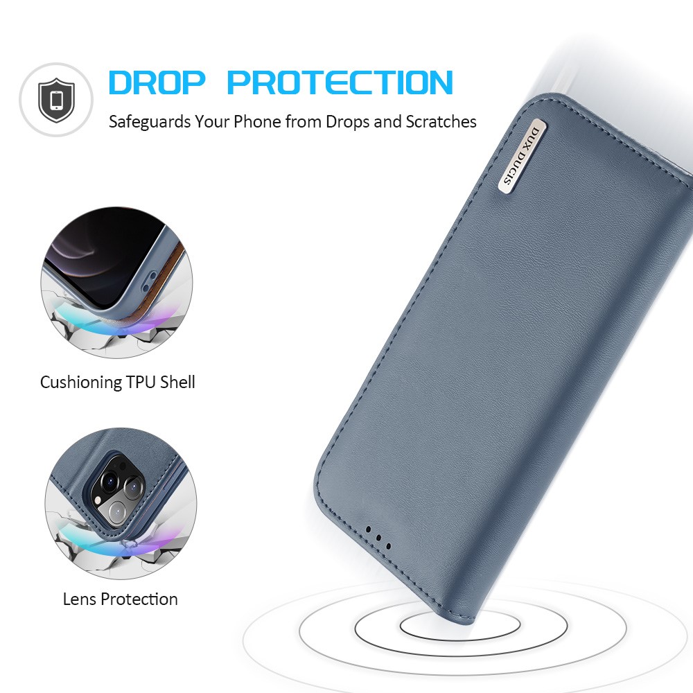 DUX DUCIS iPhone 13 Pro Max - DUX DUCIS Hivo Äkta Läder Fodral - Blå