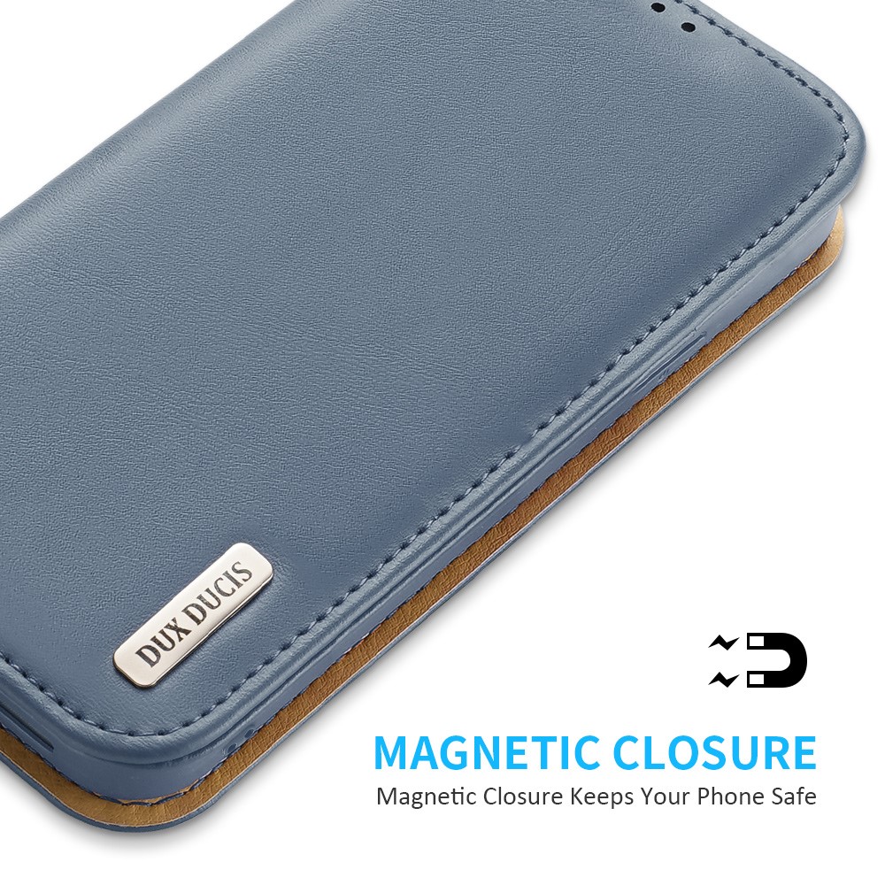DUX DUCIS iPhone 13 Pro Max - DUX DUCIS Hivo Äkta Läder Fodral - Blå