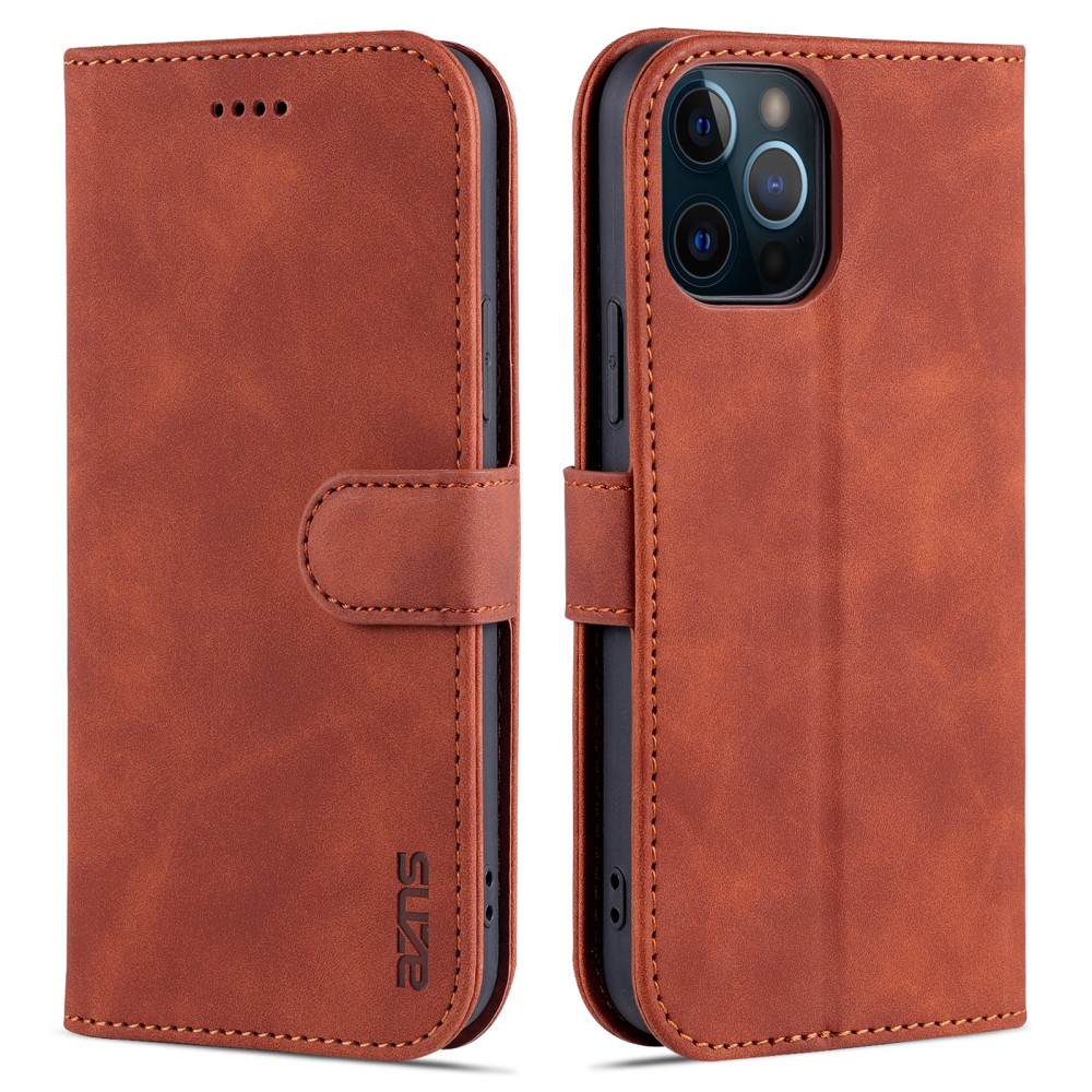 AZNS iPhone 13 Pro Max - AZNS Läder Fodral - Brun