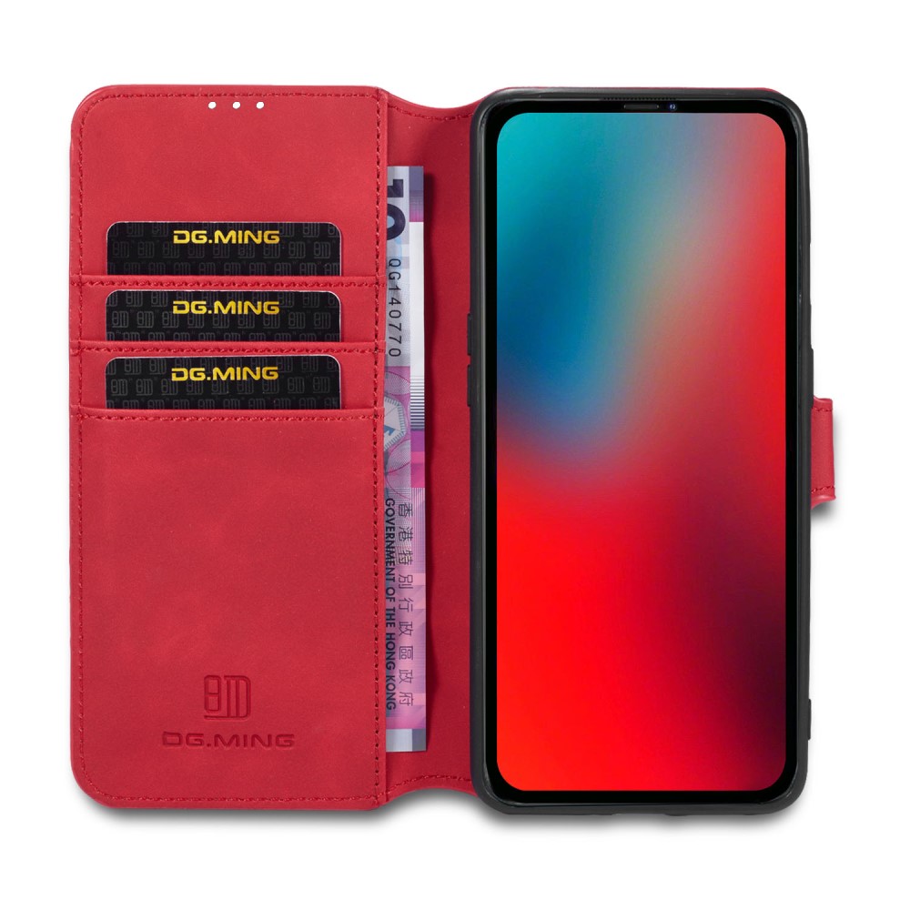 DG.MING iPhone 13 Pro Max - DG.MING Retro Läder Fodral - Röd