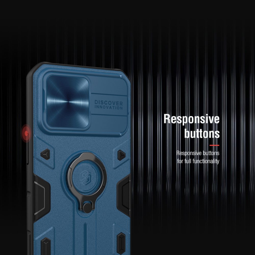 NILLKIN iPhone 13 Pro Max - NILLKIN CamShield Armor Hybrid Ring Skal - Blå