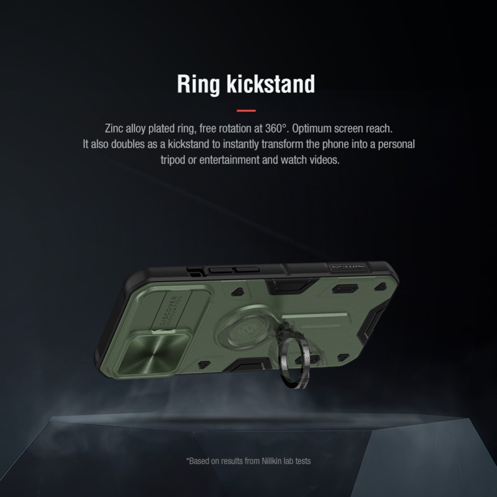 NILLKIN iPhone 13 Pro Max - NILLKIN CamShield Armor Hybrid Ring Skal - Blå