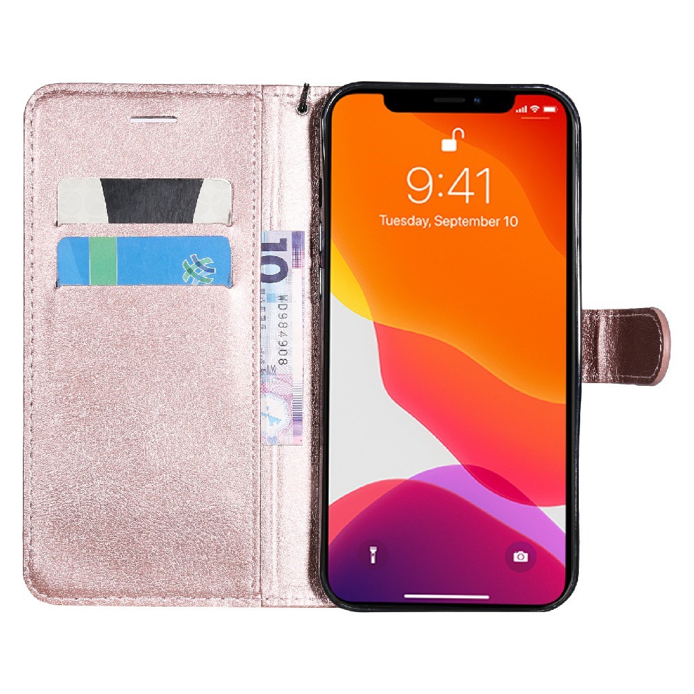  iPhone 13 Pro Max - Klassiskt Solid Läder Fodral - Roséguld