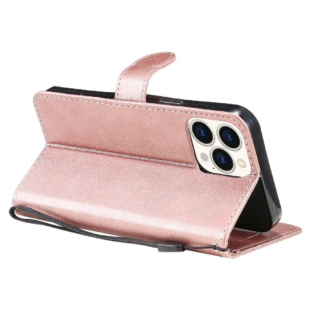 iPhone 13 Pro Max - Klassiskt Solid Läder Fodral - Roséguld