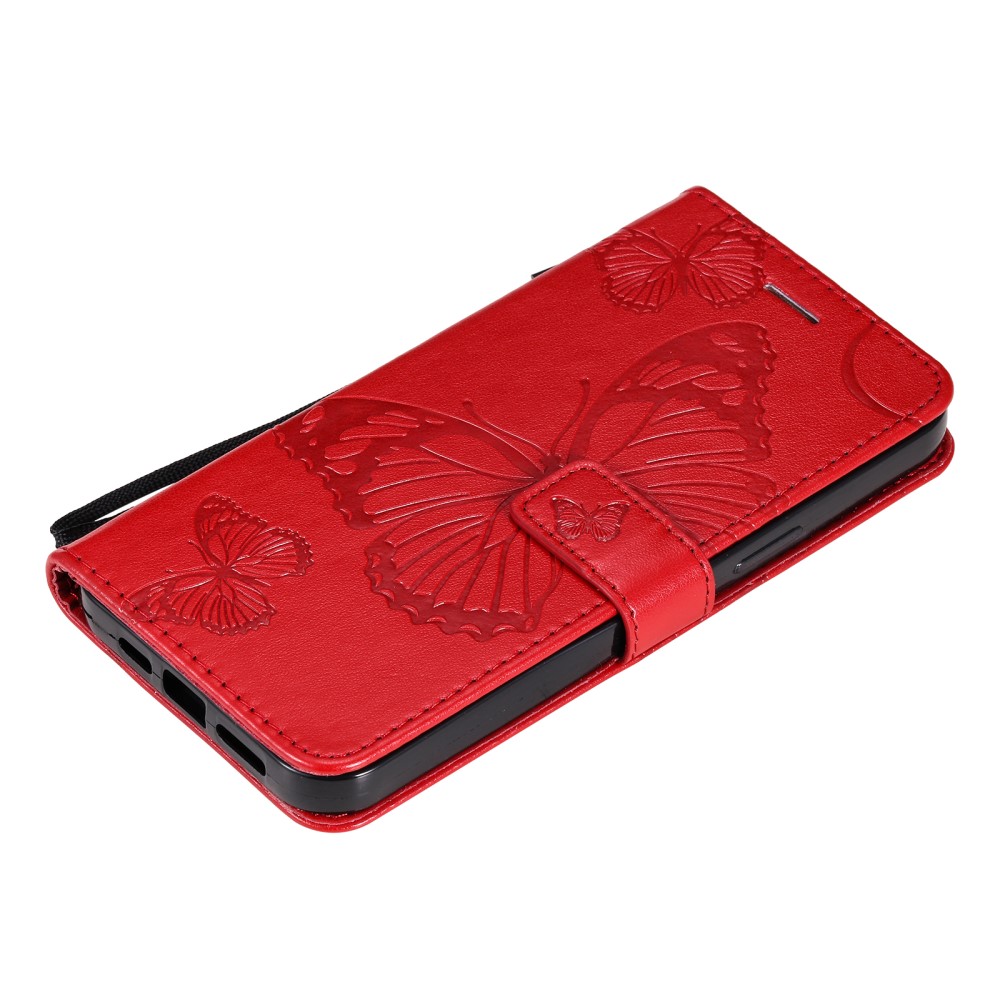  iPhone 13 Pro Max - Butterfly Läder Fodral - Röd