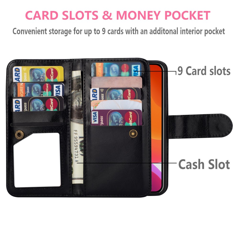  iPhone 13 Pro Max - 9-Korts 2in1 Magnet Fodral / Skal - Svart