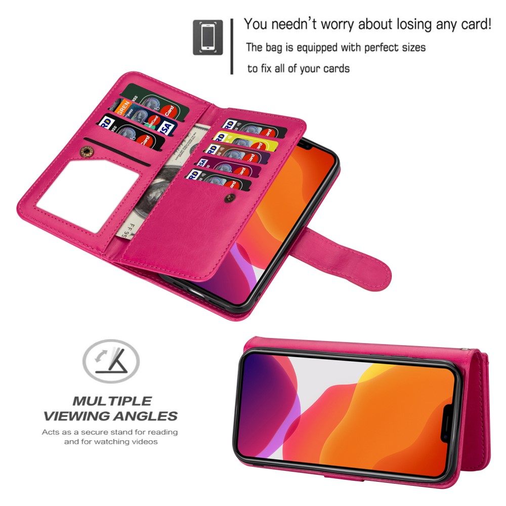  iPhone 13 Pro Max - 9-Korts 2in1 Magnet Fodral / Skal - Rosa