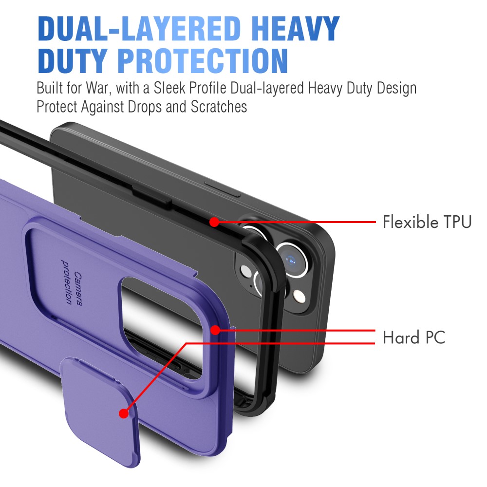  iPhone 13 Pro Max - CamShield Hybrid Skal - Lila