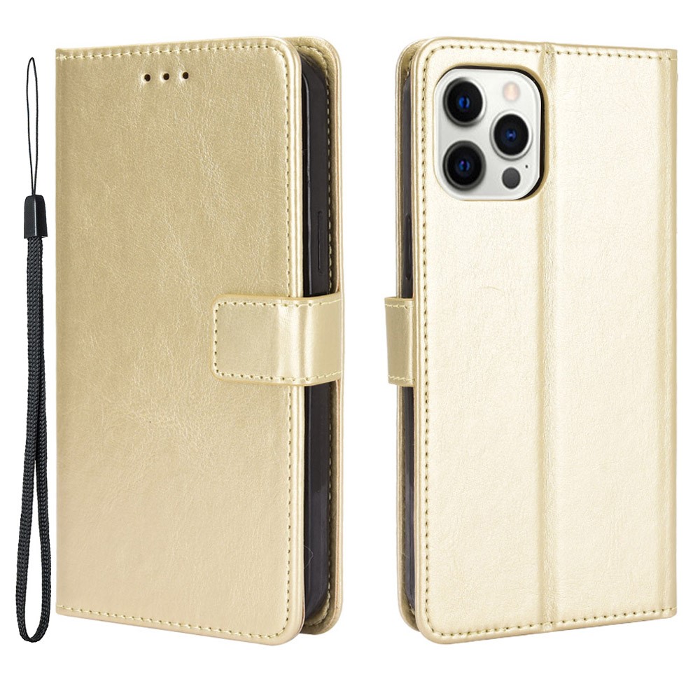  iPhone 13 Pro Max - Klassiskt Läder Fodral - Guld