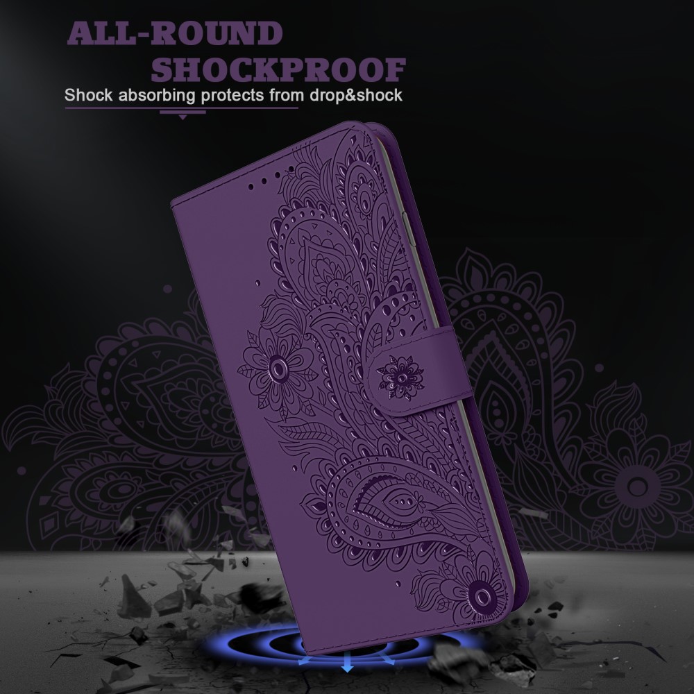  iPhone 13 Pro Max - Flower Mandala Läder Fodral - Lila