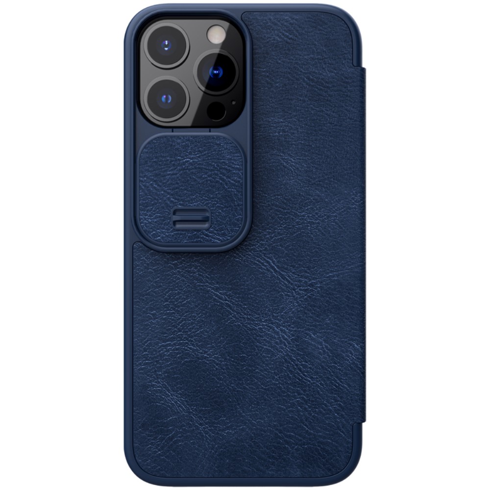 NILLKIN iPhone 13 Pro Max - NILLKIN Qin CamShield Läder Fodral - Blå