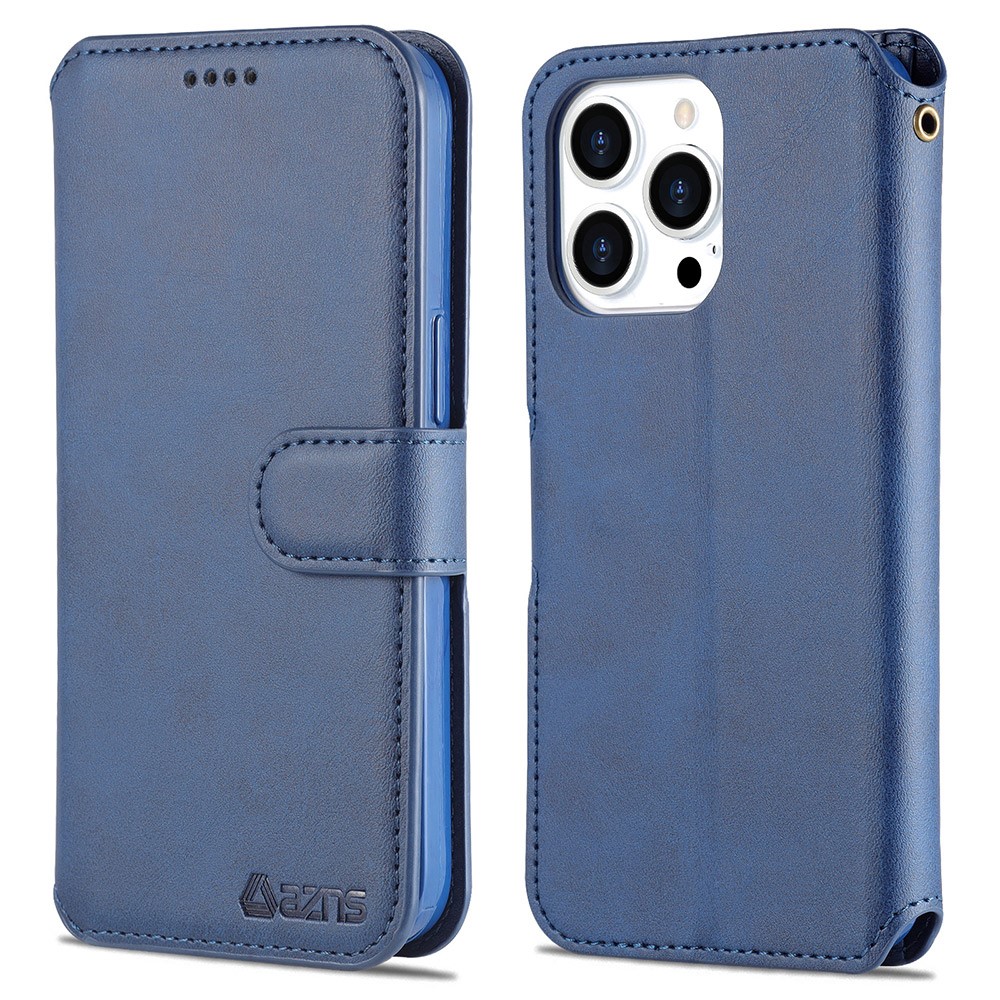 AZNS iPhone 13 Pro Max - AZNS Slim Läder Fodral - Blå
