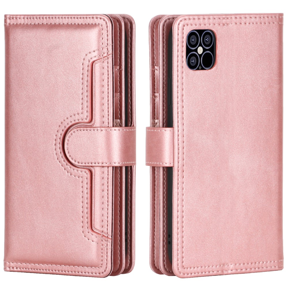  iPhone 13 Pro Max - Multifunktionellt Flerkort Läder Fodral - Roséguld