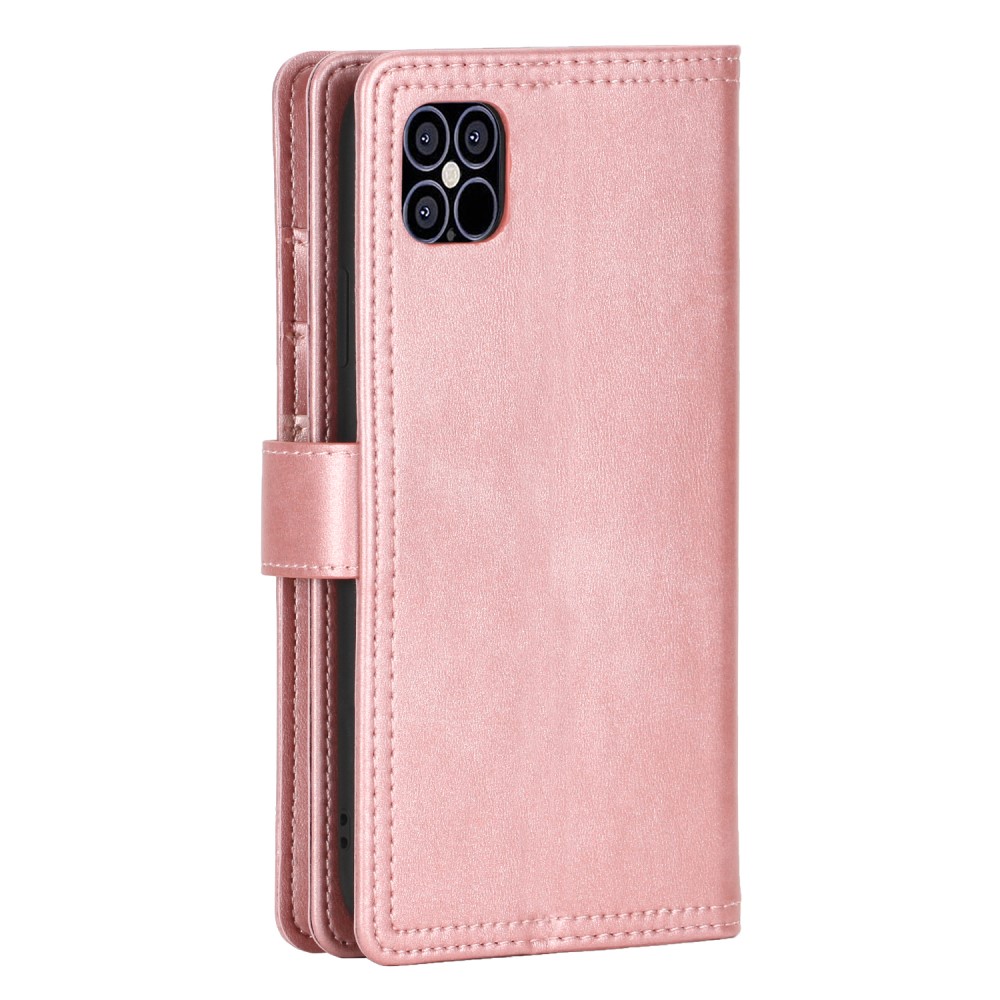  iPhone 13 Pro Max - Multifunktionellt Flerkort Läder Fodral - Roséguld