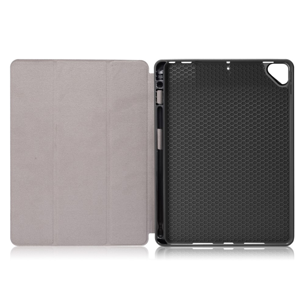  iPad 10.2 2019/2020/2021 Fodral Läder Tri-Fold Pennhållare Svart