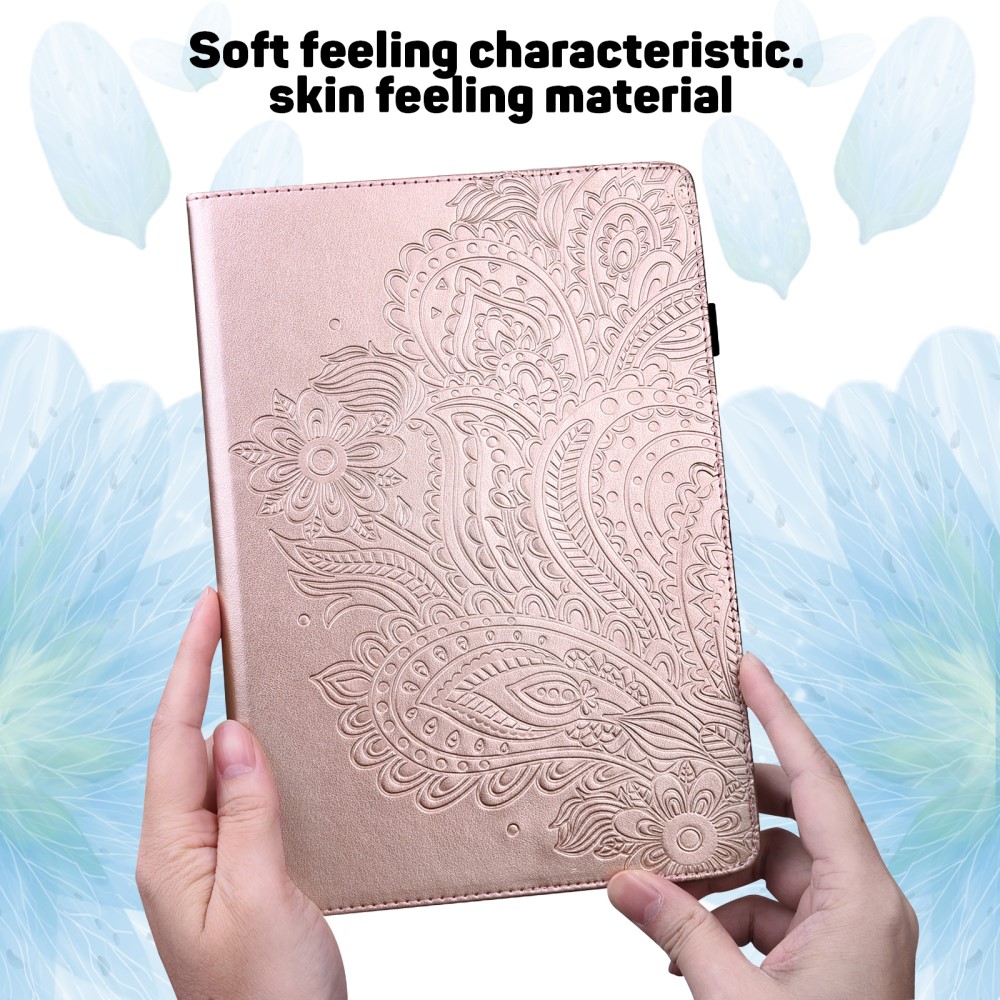  iPad Mini 2024/2021 Fodral Mandala Flower Case Stand Roséguld