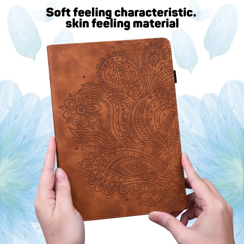  iPad Mini 2024/2021 Fodral Mandala Flower Case Stand Brun