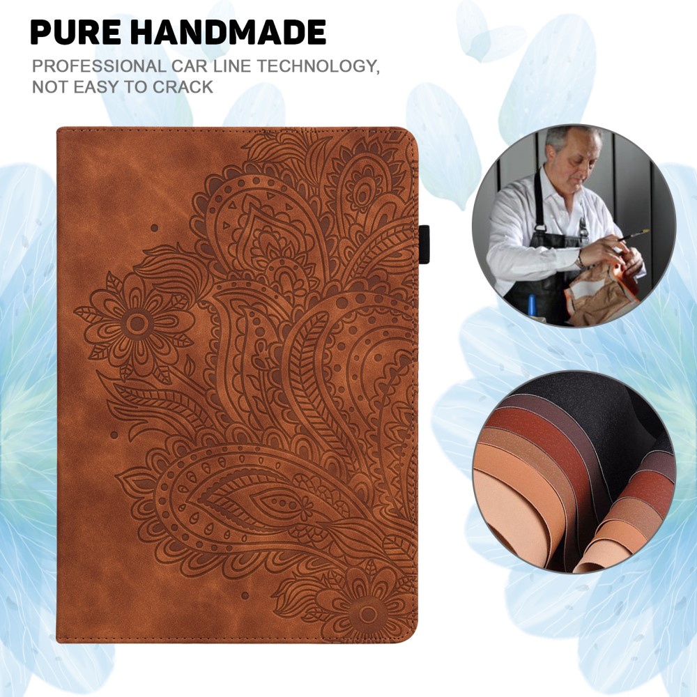  iPad Mini 2024/2021 Fodral Mandala Flower Case Stand Brun