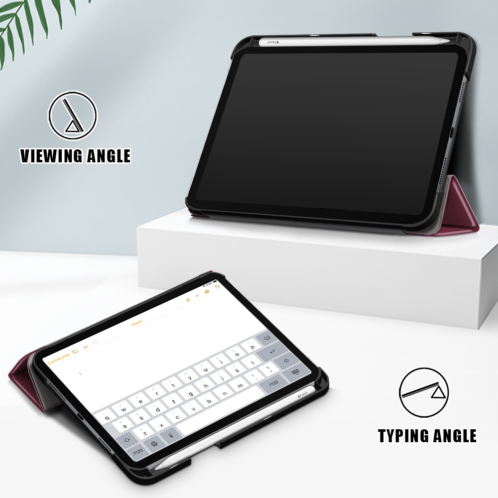  iPad Mini 2024/2021 Fodral Tri-Fold Med Pennhållare Vinröd