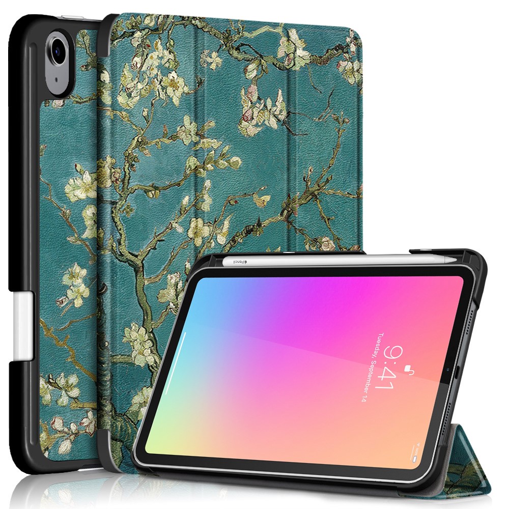  iPad Mini 2024/2021 Fodral Tri-Fold Pennhållare Peach Blossom