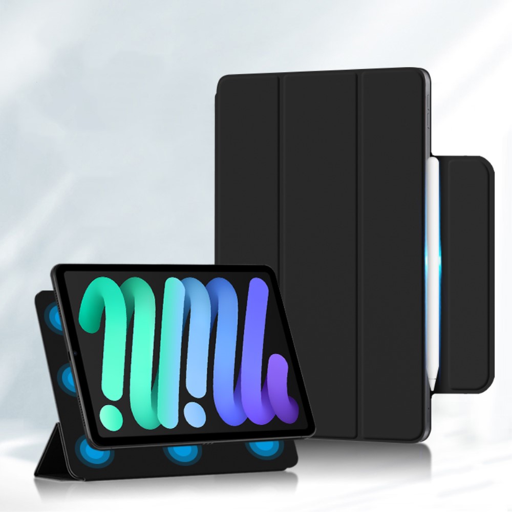  iPad Mini 2024/2021 2in1 Magnetiskt Tri-Fold Fodral Svart
