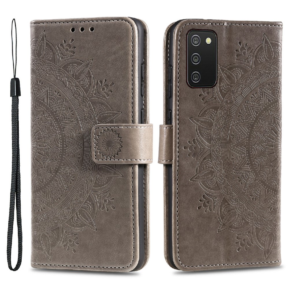  Samsung Galaxy A03s Fodral Mandala Läder Grå