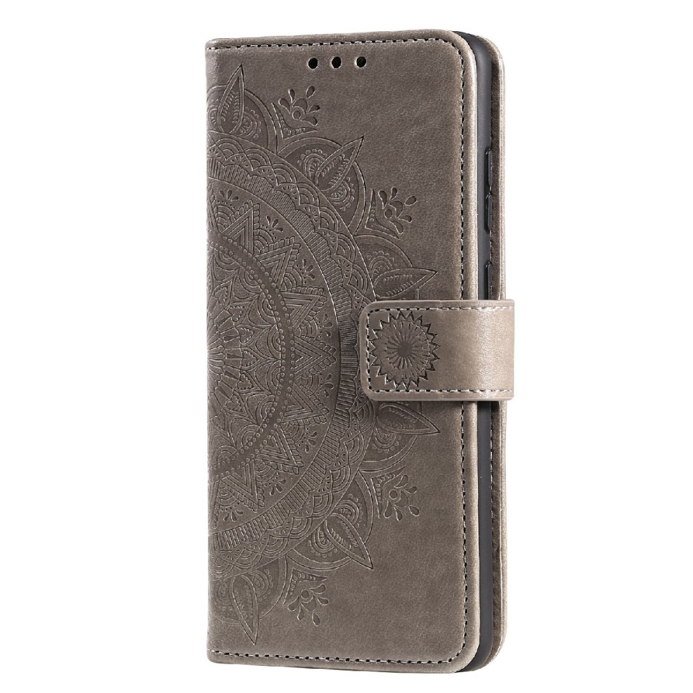  Samsung Galaxy A03s Fodral Mandala Läder Grå