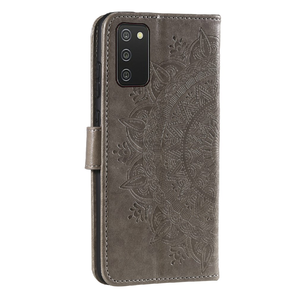  Samsung Galaxy A03s Fodral Mandala Läder Grå