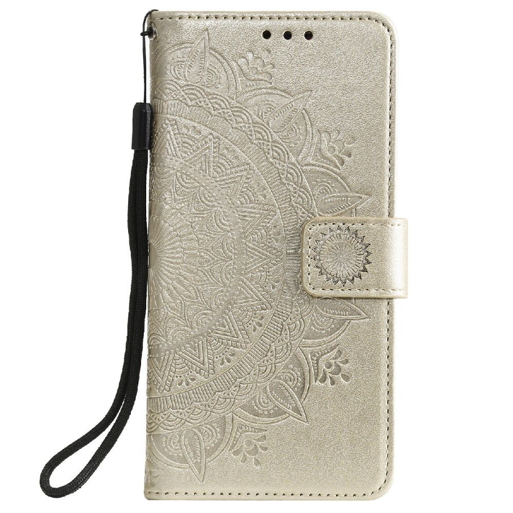  Samsung Galaxy A03s Fodral Mandala Läder Guld