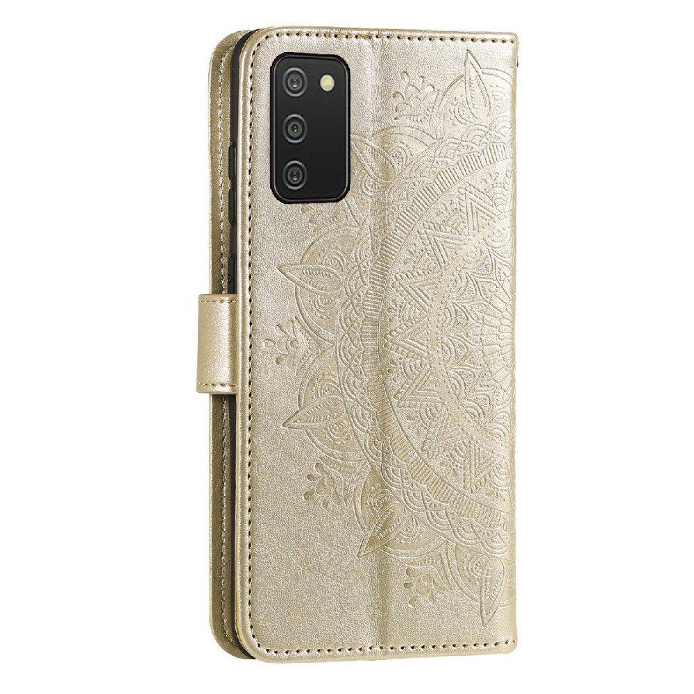  Samsung Galaxy A03s Fodral Mandala Läder Guld
