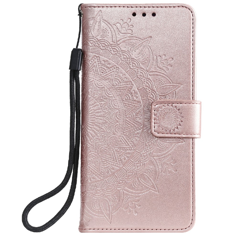  Samsung Galaxy A03s Fodral Mandala Läder Roséguld