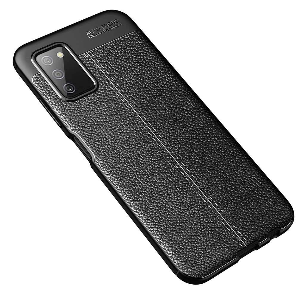  Samsung Galaxy A03s Skal Litchi Textur TPU Svart