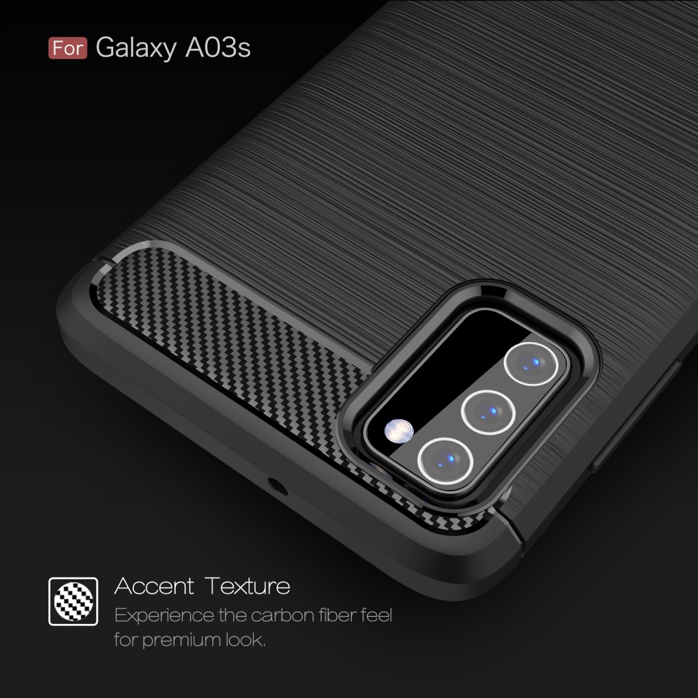  Samsung Galaxy A03s Skal Borstad Stål Textur Blå