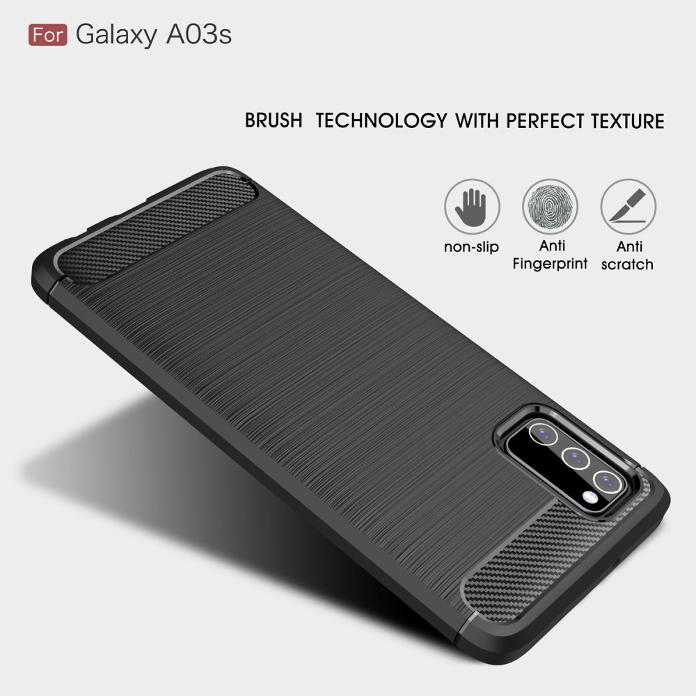  Samsung Galaxy A03s Skal Borstad Stål Textur Blå